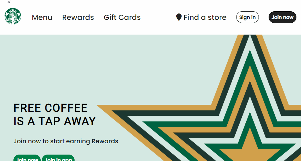 Preview of Starbucks Landing Page